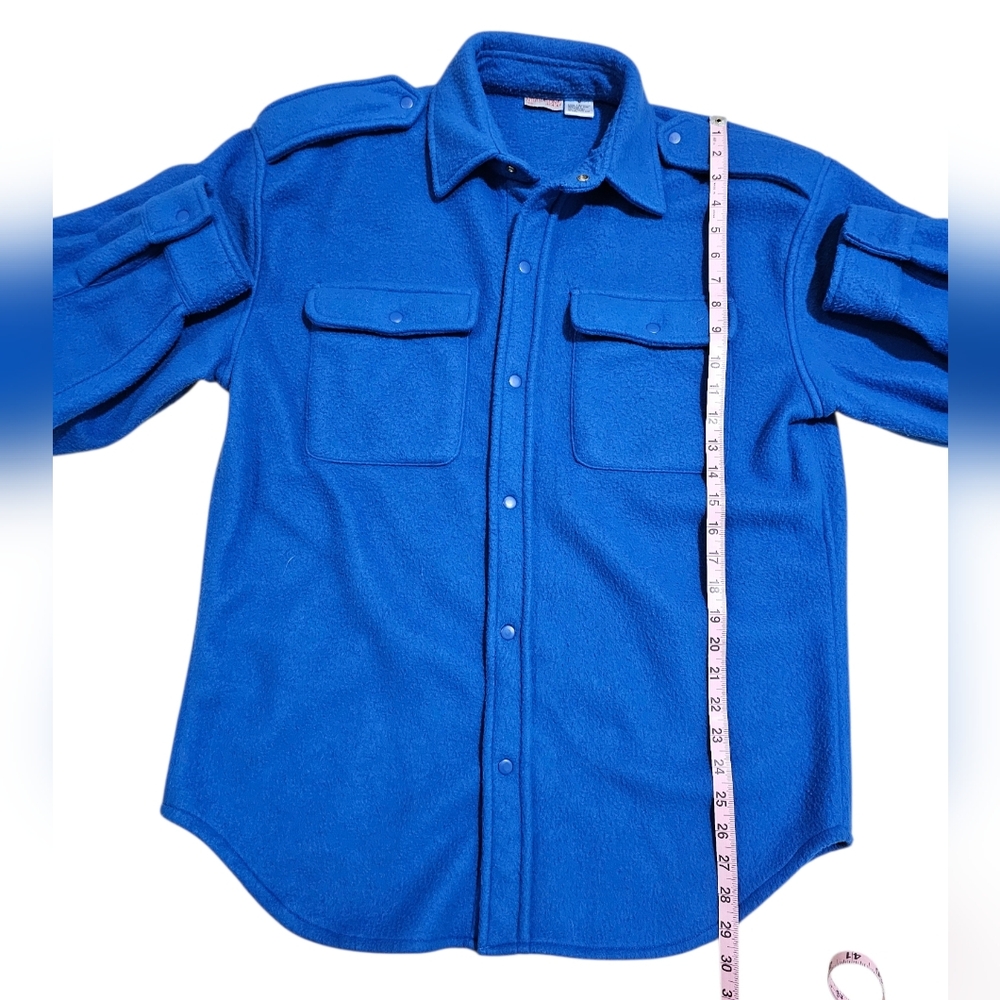 Vintage 80s International Male Men M Blue Fleece Snap Shirt Jacket Outdoor HTF - Picture 6 of 6